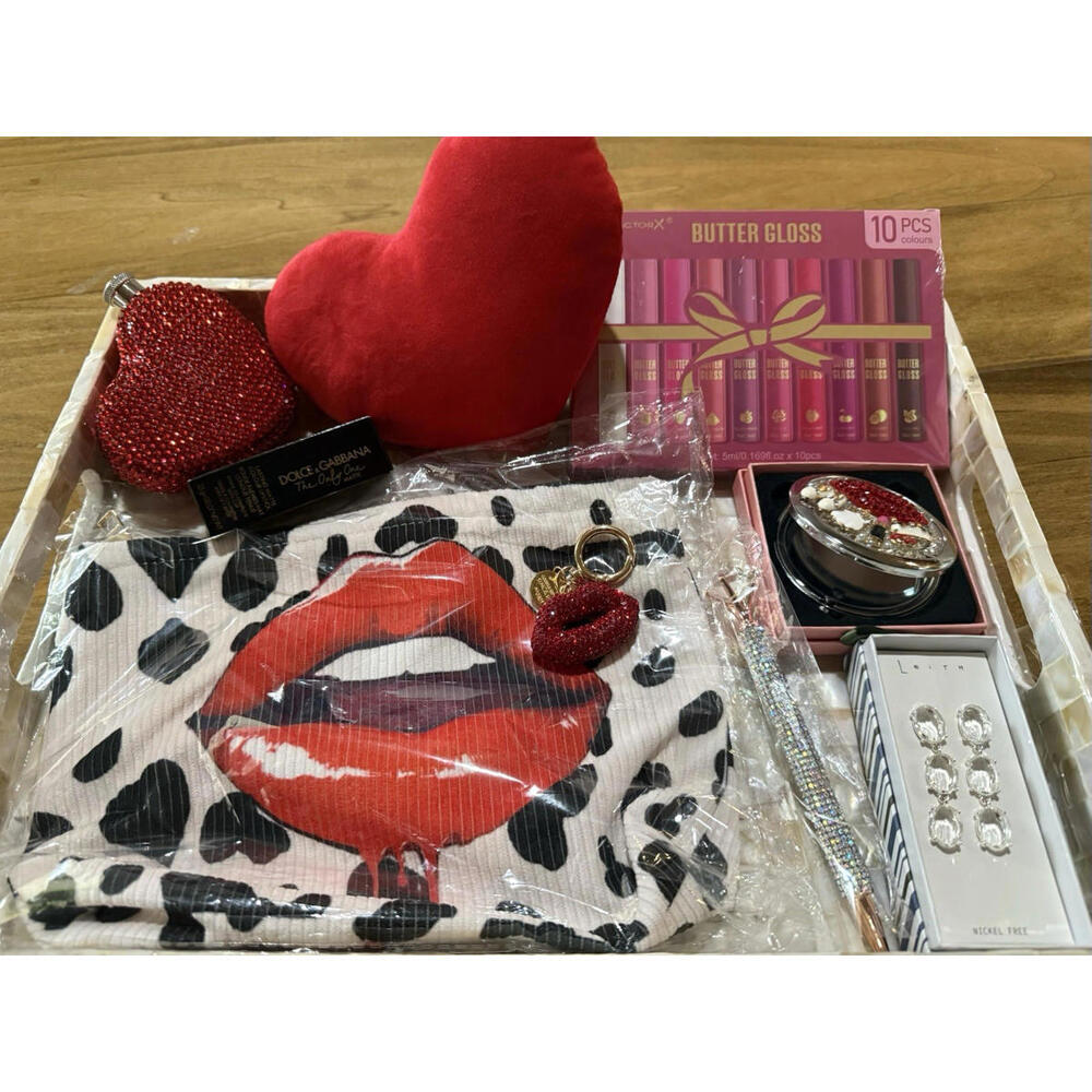 Red Lips Bling 8 Pc Beauty, Pamper, or Gift Set - D&G Lip Stick & Accessories